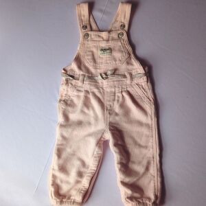 Oshkosh B'gosh Light Pink and White Denim Hickory Stripe — Girls Overalls